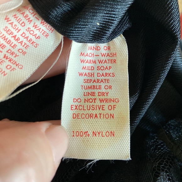 Vintage 60’s 70’s Black Nylon & Lace Split-side Nightgown PANDORA Sz S - Picture 10 of 10